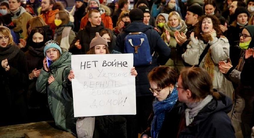 Demonstration gegen den Ukraine-Krieg in St. Petersburg